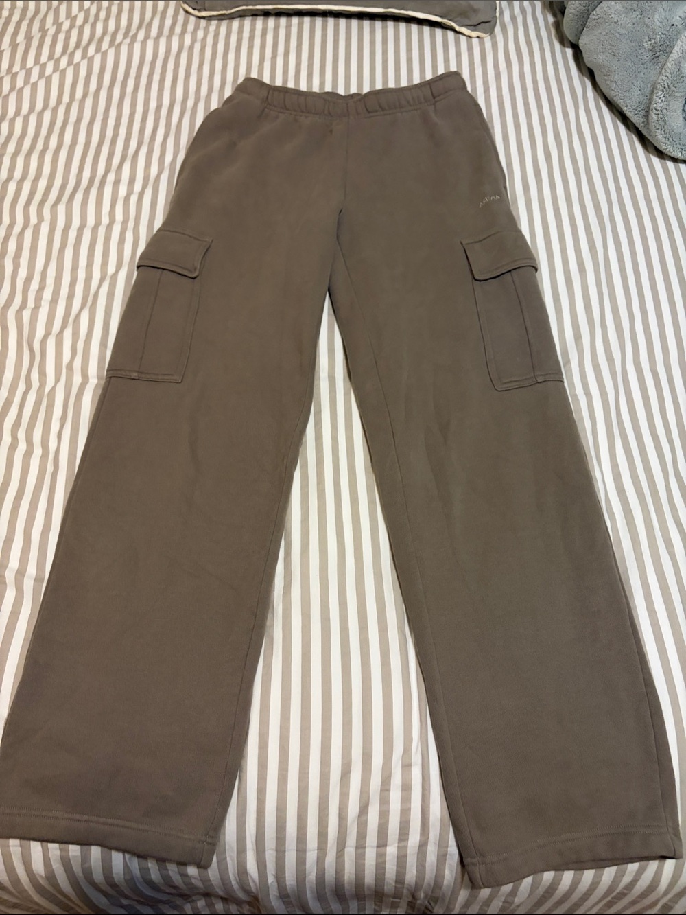 Aritzia Straight-Leg Cargo Sweatpants in Taupe Brown